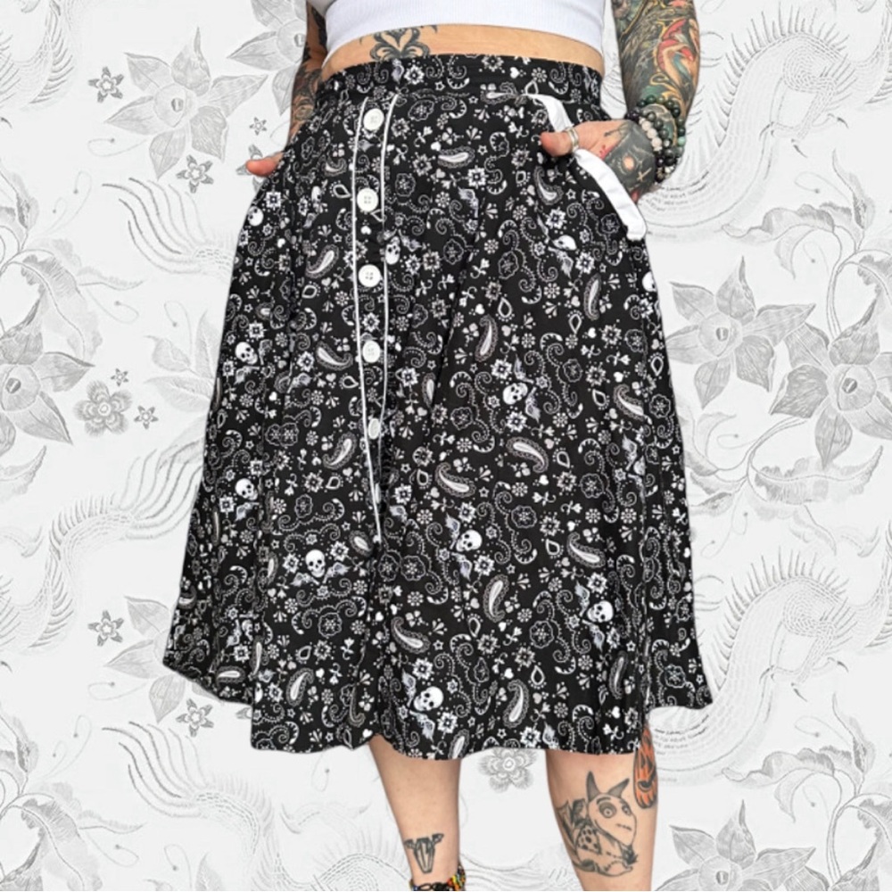 HELL BUNNY Paisley Vintage 50s Swing Skirt